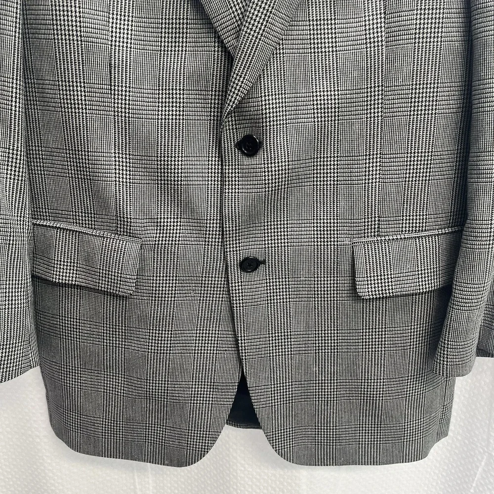 Jos.A Bank‎ Men's Silk Wool Blend Black Glen Plaid Blazer 40R Old Money